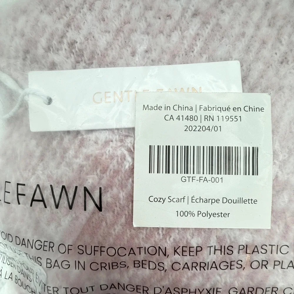 Gentle Fawn Huntington Scarf Pink Cream Plaid‎ Fringe FabFitFun NEW